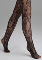 Fishnet Tights with Floral Pattern CHARLY G001 Marilyn detail on feet