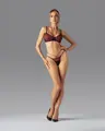 Burgundy panties with decorative straps PARISEL Obsessive