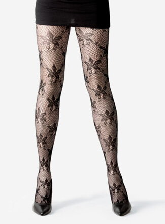 Fishnet tights with large flowers PALERMO Lores