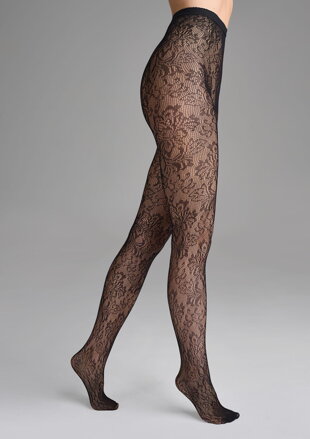 Fishnet Tights with Floral Ornament CHARLY G002 Marilyn