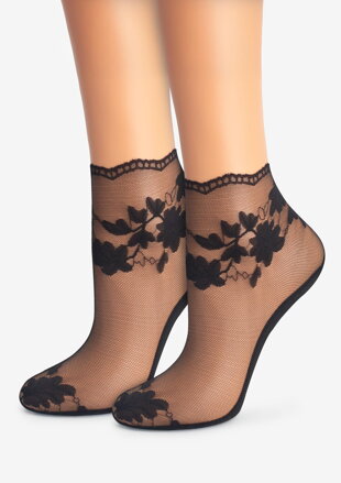 Women's sheer socks with floral pattern E21 Marilyn