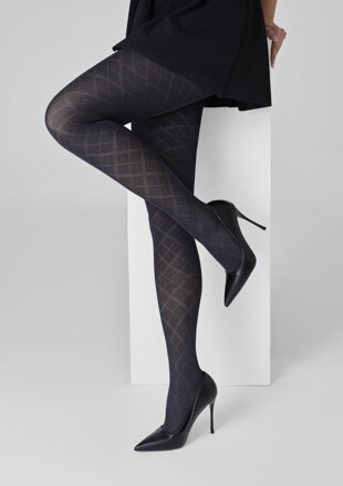 Tights with bold jacquard diamond pattern GRACE F02 Marilyn