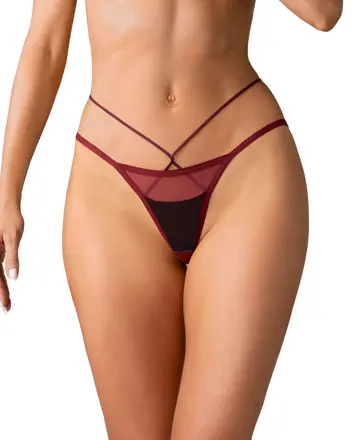 Burgundy panties with decorative straps PARISEL Obsessive
