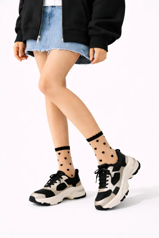 Thin socks with hearts CUORI 20 DEN Lores