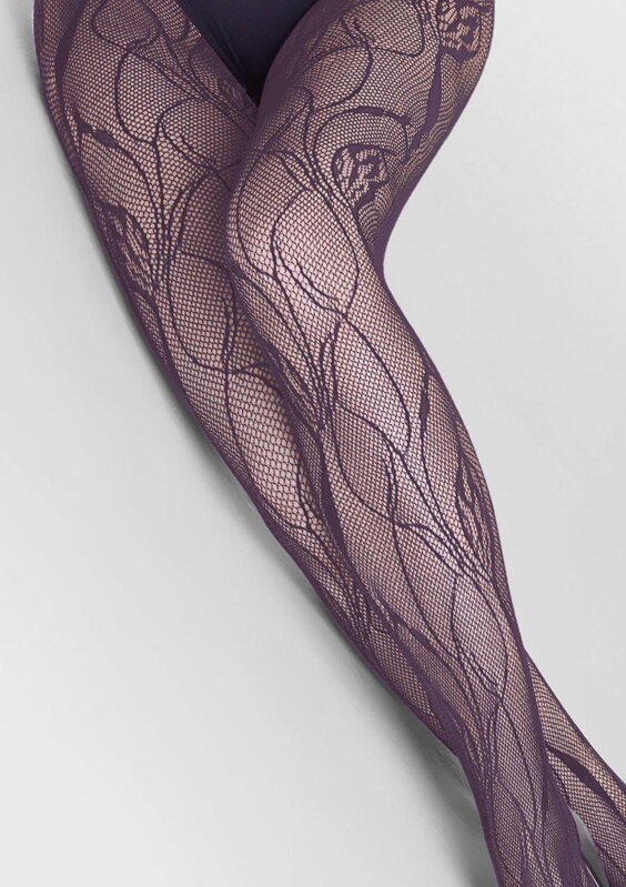 Fishnet tights with floral pattern CHARLY F08 Marilyn