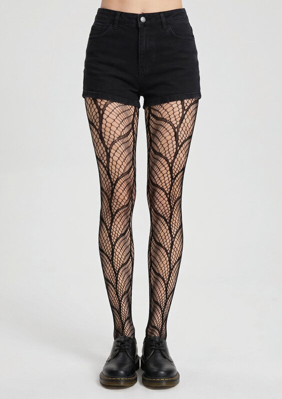 Patterned Fishnet Tights with Graphic Lines CHARLY I001 Marilyn