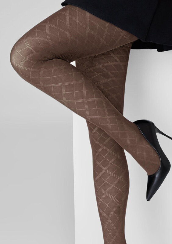 Tights with bold jacquard diamond pattern GRACE F02 Marilyn