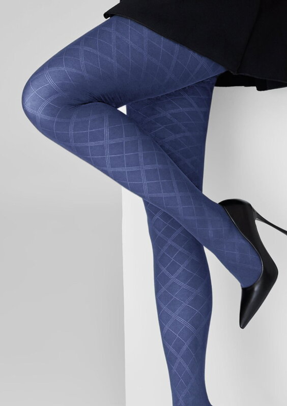 Tights with bold jacquard diamond pattern GRACE F02 Marilyn