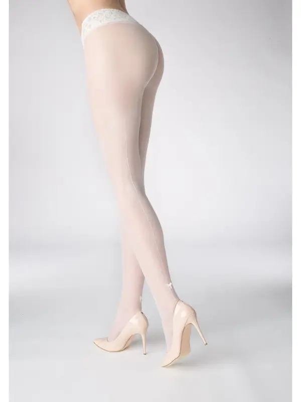 White Luxury Tights with Decorative Back Seam and Bow GUCCI G01 20 DEN Marilyn